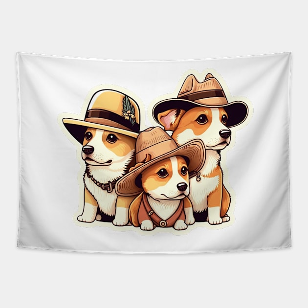 Dogs With Hats, Dogs With Hats Tapestry by Shaani