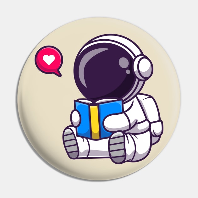 Cute Astronaut Reading Book Cartoon Pin by Catalyst Labs