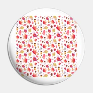 Botanical Watercolor Autumn Pattern On White Pin