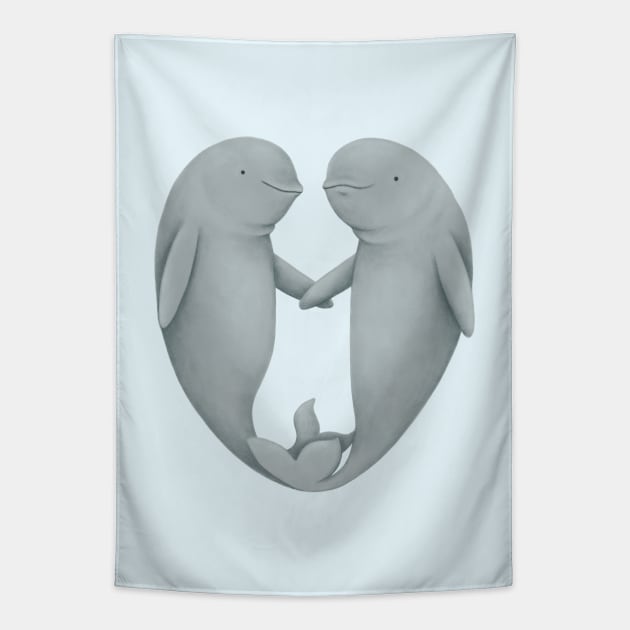 Beluga Love Tapestry by Sophie Corrigan