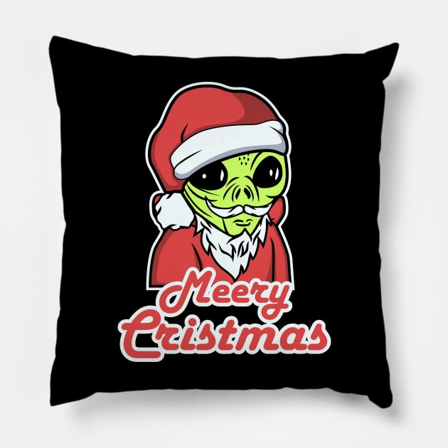 ALIEN CARTOON CRISTMAS Pillow by beanbeardy