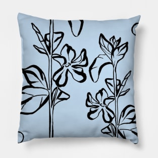 Spring flowers line drawing Pillow