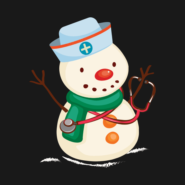 Medical Scrub Top Nurse's Hat Wearing Snowman Xmas by paola.illustrations