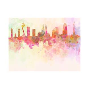 Barcelona skyline in watercolour background T-Shirt