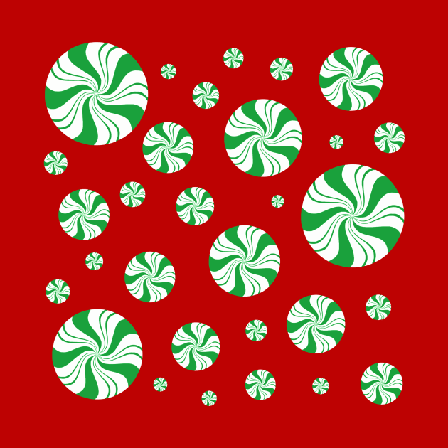 Green Round Peppermint Christmas Pattern by Art by Deborah Camp