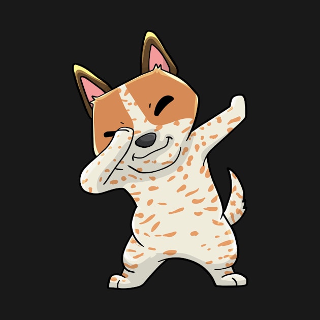 Red Heeler Dog Dabbing Kawaii by KAWAIITEE