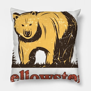 Yellowstone National Park Bear Vintage Pillow