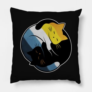 Aroace Yin Yang Cats Pillow