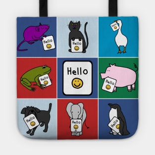 Cute Animals Say Hello Tote