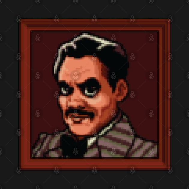 Gomez Addams Portrait Pixel Art by inotyler