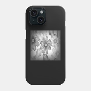 Flower Graphic Design Grey Scale Daisies, Floral Black & White Gifts Phone Case