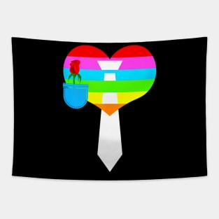 Tuxedo Costume With Tie And Large Heart Lgbt Tapestry