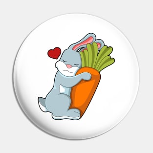 Rabbit with Carrot & Heart Pin