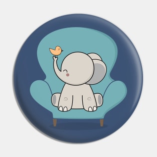 Kawaii Cute Elephant And Bird Pin