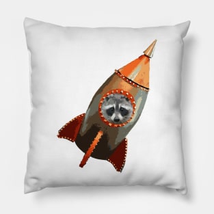 Racoon in a Rocket Pillow