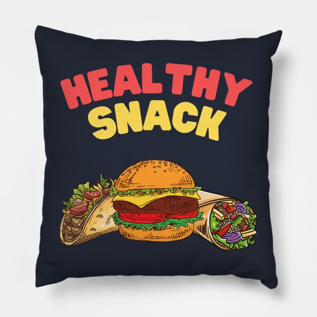 Slightly Wrong Healthy Snack Fast Food Pillow by waltzart