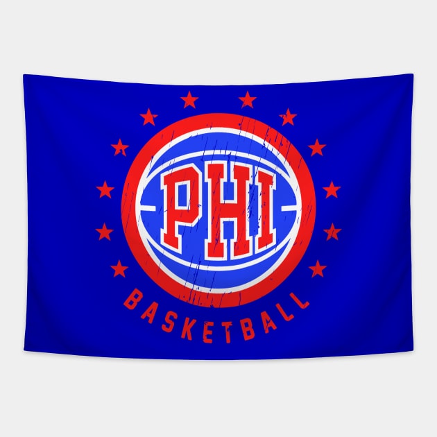 PHI Basketball Vintage Distressed Tapestry by funandgames