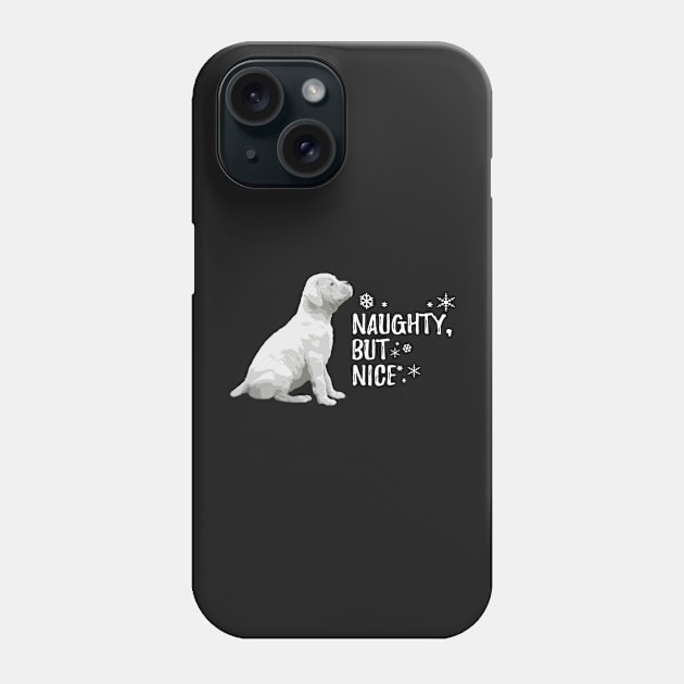 Naughty but Nice Christmas, White Boxer Dog Phone Case by 3QuartersToday