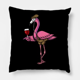 Flamingo Wine Drinking Magical Bird Party Pillow