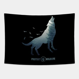 Protect Wildlife - Nature - Wolf Silhouette Tapestry