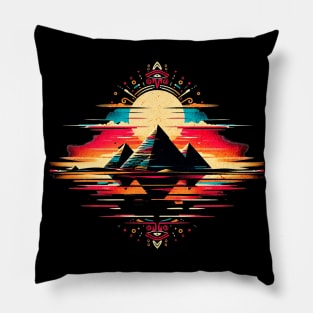 Retro Three Pyramids of Giza Design Pillow