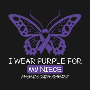 I Wear Purple For my Niece Pancreatic Butterfly T-Shirt