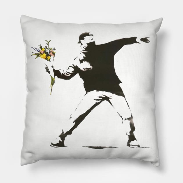 Banksy flower grenade Pillow by TeeMax