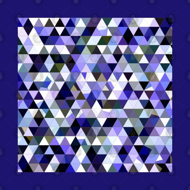 Blue, Grey, Black and White Abstract Imperfect Triangles Mosaic by KaSaPo