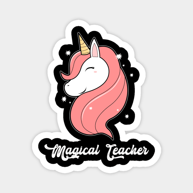 Glitter Pink Unicorn Teacher Magnet by Imutobi