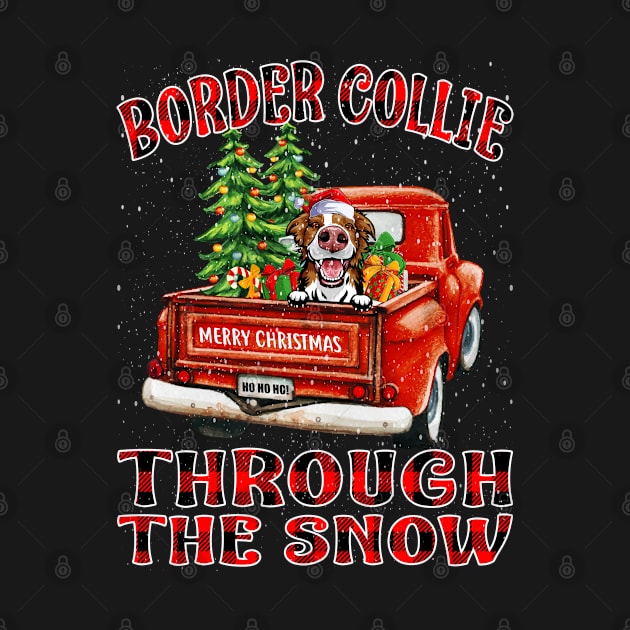 Christmas Border Collie Through The Snow Dog Santa Truck Tree by intelus