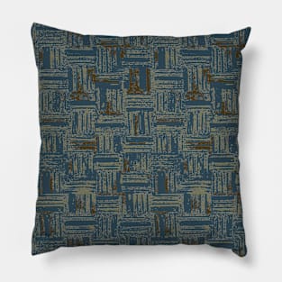 Woodblock print texture navy blue Pillow