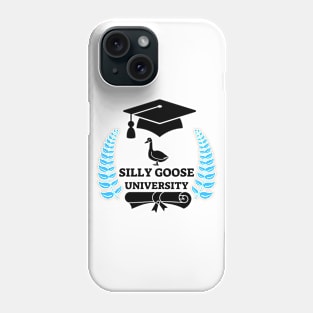 Silly Goose University - Standing Goose Black Design With Blue Details Phone Case