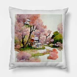 Japan watercolor Pillow