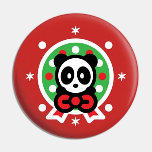 Panda Christmas Wreath Bambu Brand Holiday Present Snowman Winter Santa Snow Pin