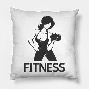 Fitness Emblem wth Woman at Workout Pillow