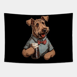 Terrier Holding A Beer Tapestry