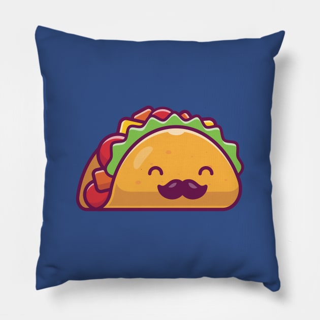 Cute Mustache Taco Cartoon Pillow by Catalyst Labs