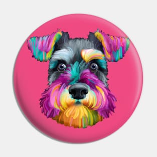 Cute Miniature Schnauzer Puppy Dog Gouache Painting Pin