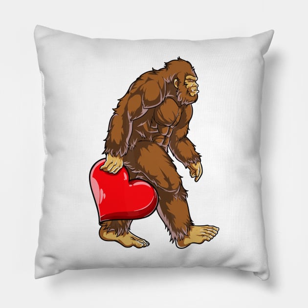Bigfoot Heart Valentines Day Boys Men Love Sasquatch Pillow by LEGO