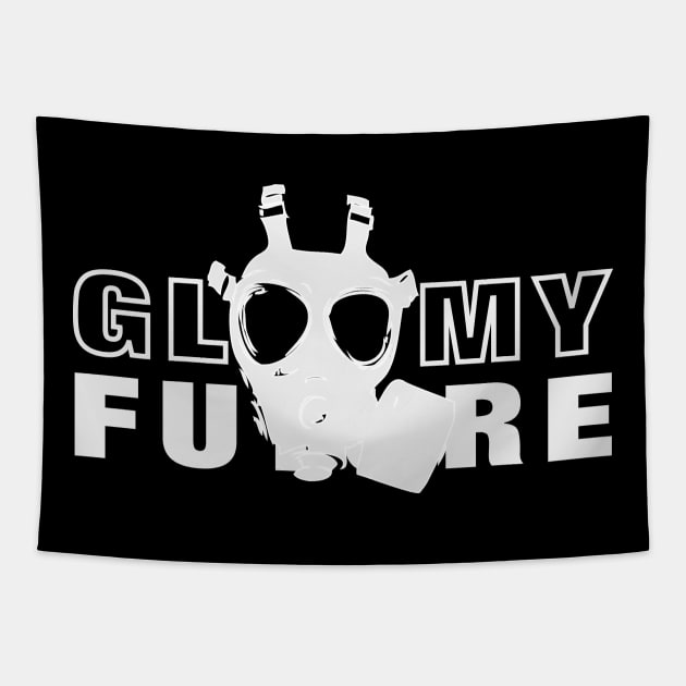 Gloomy Future Doomsday Prepper Design White Tapestry by KAOZ