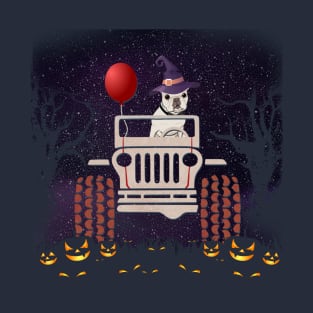 JP Scared French Bulldog in The Car Halloween T-Shirt