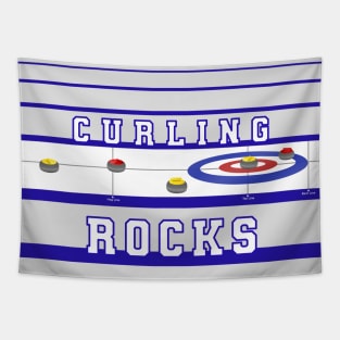 [except apparel] Curling Rocks - Silver BackGround Tapestry