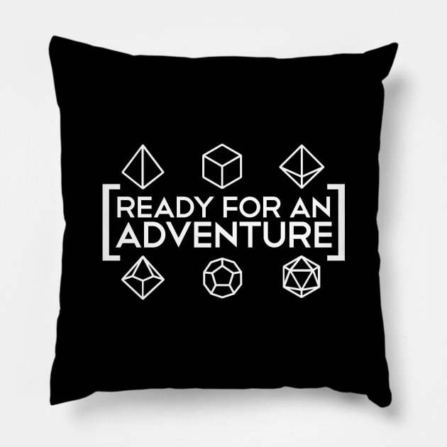 DnD - Ready for an Adventure White Pillow by hya_bm