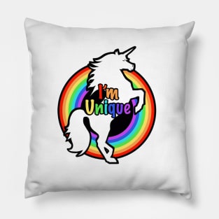 I'm Unique - Unicorn & Rainbow Pillow