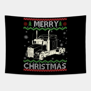 Truck Driver Christmas Ugly Sweater Trucker Tapestry