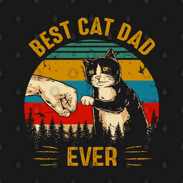 Vintage Best Cat Dad Ever Fist Bump Black Cat Gift by HomerNewbergereq