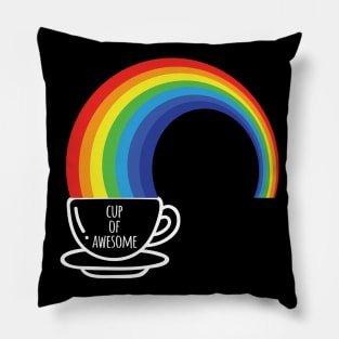 Cup Of Awesome Cool Creative Colorful Rainbow Coffee Design Pillow