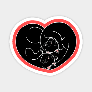 Cute Black Cat Heart Magnet