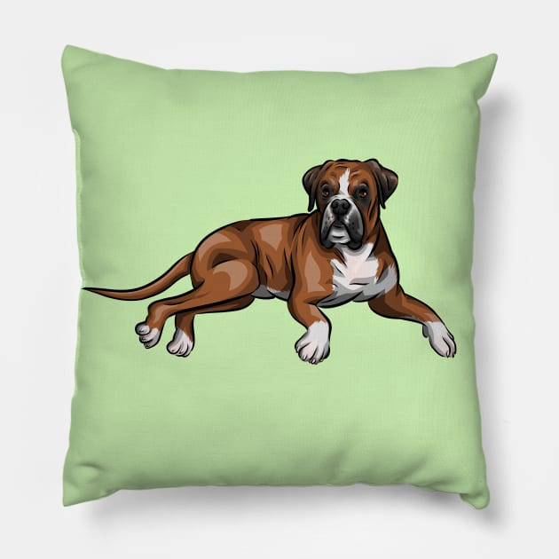 Cute Boxer Dog Pillow by Shirin Illustration