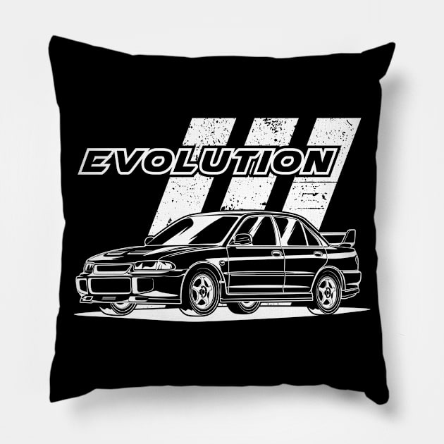 Lancer Evolution III (White Print) Pillow by WINdesign